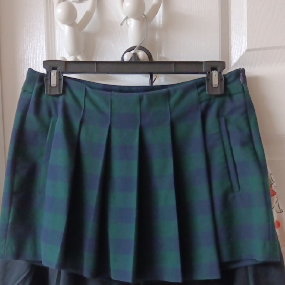Zara Green and Blue Mini Skater Skirt